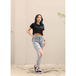 Polo Exchange Crop Top Plain Spandex