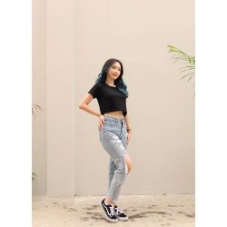 Polo Exchange Crop Top Plain Spandex