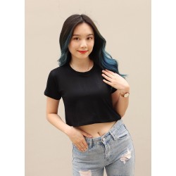 Polo Exchange Crop Top Plain Spandex