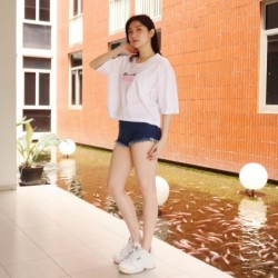 Kaos Oversize crop Top wanita Dewasa Terbaru 2023,Tshirt Atasan Oversize cewek Hijab Lengan Pendek Kekinian Style Korea