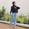 Latest 2023 Adult Women's Oversized Crop Top T-Shirts, Short Sleeve Hijab Girls' Oversized T-shirts, Contemporary Korean Style