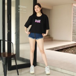 Latest 2023 Adult Women's Oversized Crop Top T-Shirts, Short Sleeve Hijab Girls' Oversized T-shirts, Contemporary Korean Style