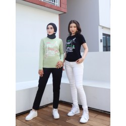 Baju Kaos Wanita Slimfit Spandex Elegan Trendy & Stylish Lengan Pendek & Panjang