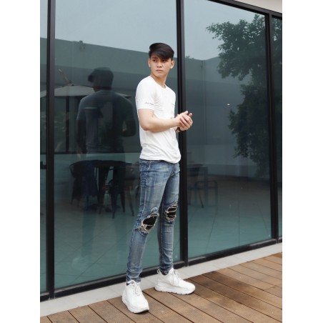 Premium Spandex Men's Body Fit T-shirt Stylish Appearance Active Style Exclusive Print Point Eight - 10109